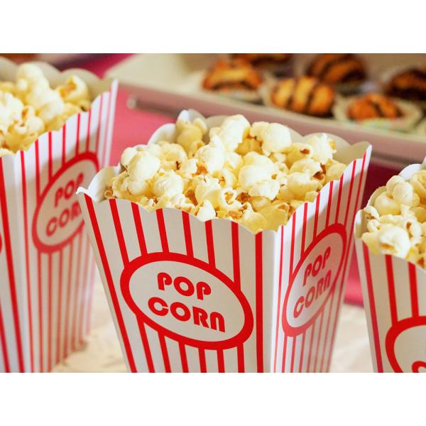 Recyclable Striped Red and White Popcorn Containers for Movie Theater Carnival Party