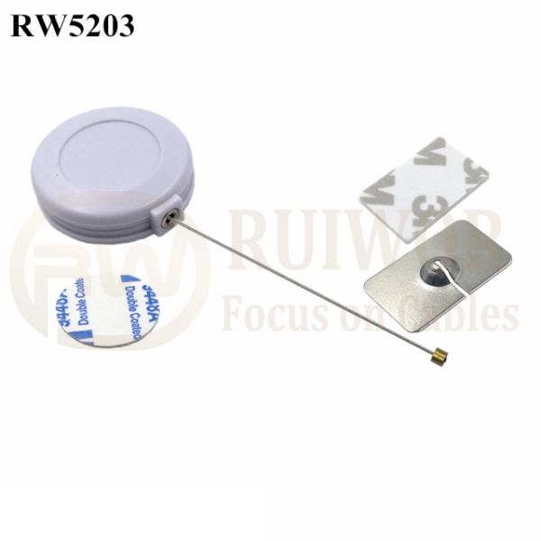 RW5203 Round Anti Theft Retractor Plus 35X22mm Rectangular Adhesive Metal Plate