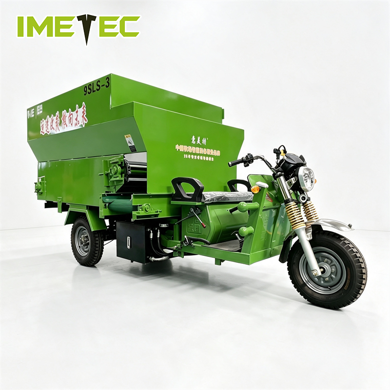 3 Wheel Electric Livestock Horizontal Tmr Mixer Feed Silage Spreader Cart