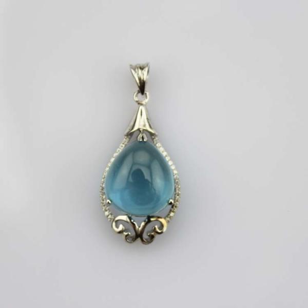Fashion 12mmx15mm Pear  Blue Cubic Zircon Pendant  Necklace (PSJ0398)