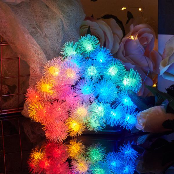 10000 Hours Working Time 5M Battery Operated Plush Ball Lights with Colorful Design