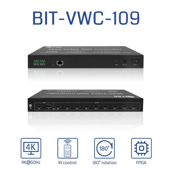 4K@60Hz Video Wall Controller with 9 HDMI Outputs and FPGA Chip for Multi-Screen Expansion