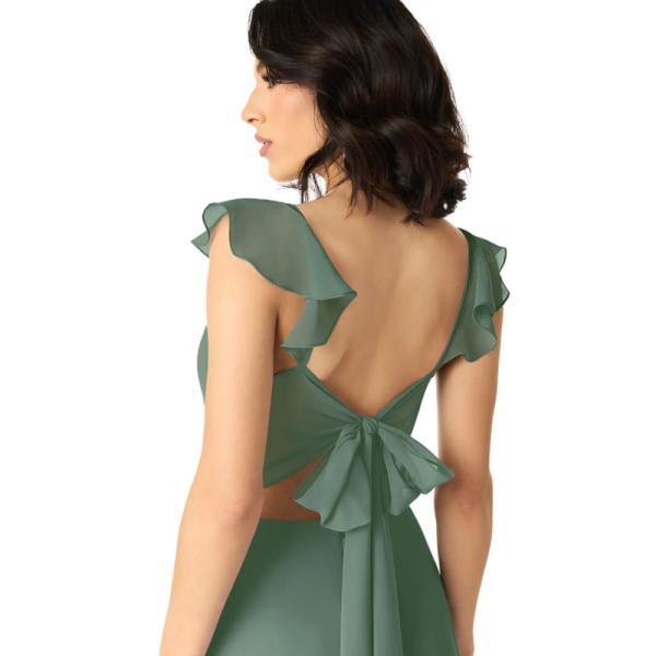New Fashion Female A-Line V-neck Ruched Chiffon Floor-Length Bridesmaid Dress A-Line Cap Sleeve
