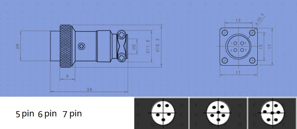 Оцинковывайте соединитель авиации Pin Gx12 сплава 7 с квадратным мужчиной фланца и женскими наборами