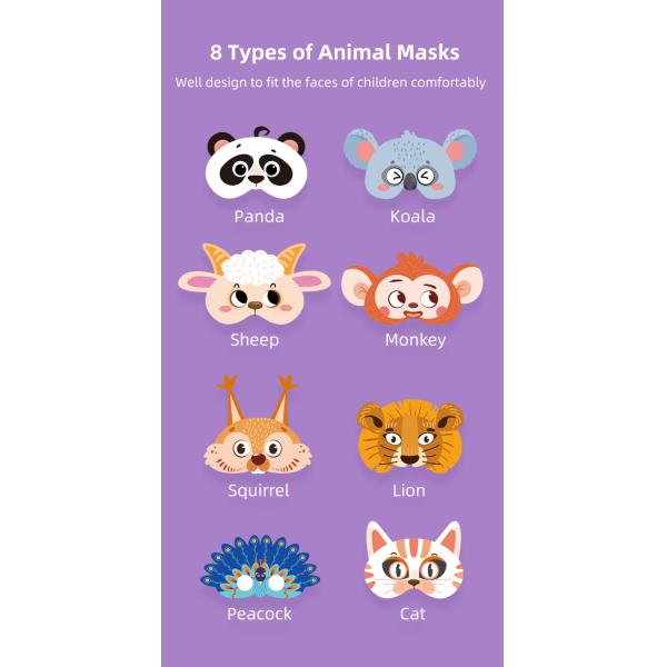 Маска партии DIY костюма животная бумажная 8 частей для джунглей сельского дома Petting зоопарка