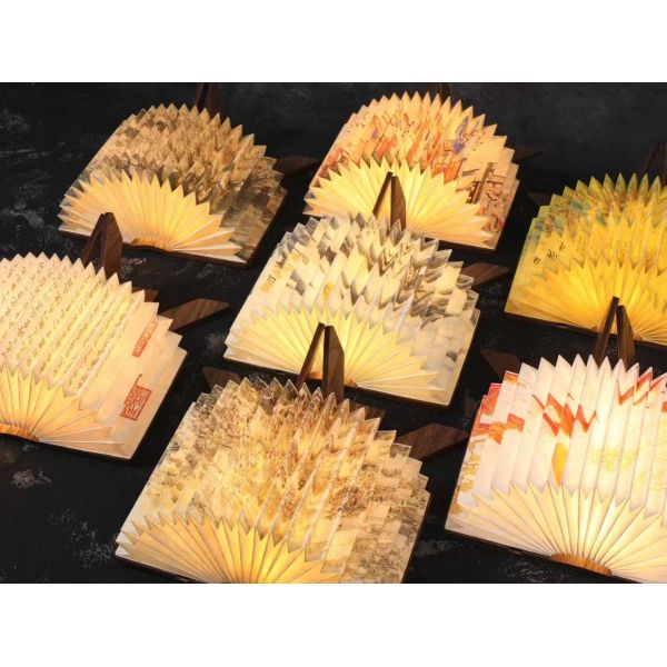 Nordic Hotel Folded Paper Origami Table Lamp LED Night Light Wooden