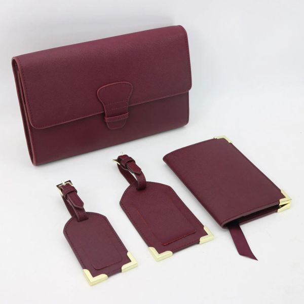 OEM PU Saffiano Leather Monogrammed Passport Case Travel Long Wallet Collection Kits