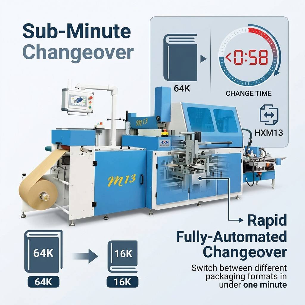 HXM13 Servo Driven Kraft Paper Wrapping Machine with 10 Packs Per Minute Max Speed