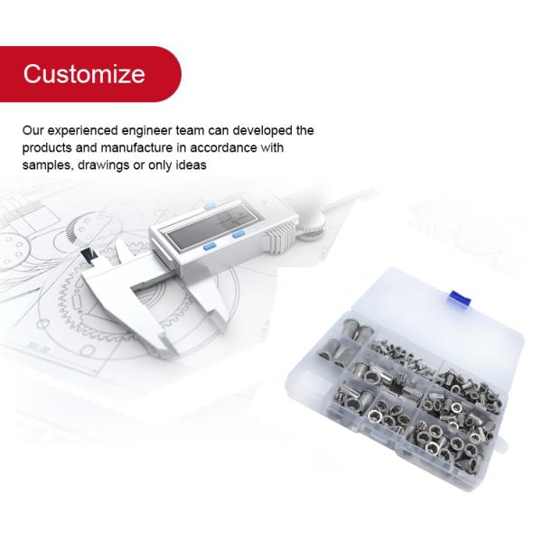 Acero inoxidable personalizado Hole Rivet Nueces de rosca interior de cabeza plana PE bolsa de cartón de caja de pallet