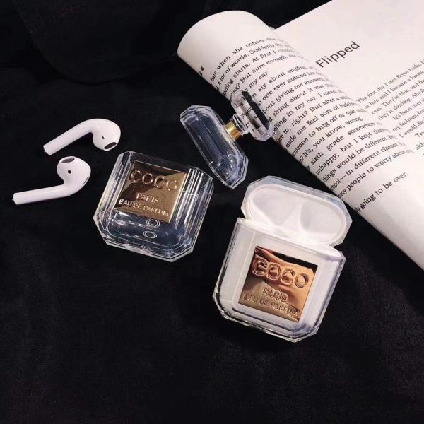 Custom LOGO Luxury Crystal Perfume Scent Bottle Protective Soft TPU Case Cover for Airpod 2 with Anti-Lost Carabiner Key