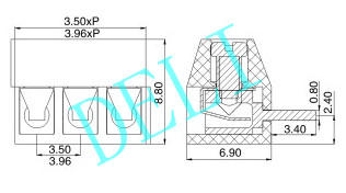 Terminal Block PCB Connector M2 Steel Zinc Plated Screw 24-18AWG DL350R-XX-3.5/3.96