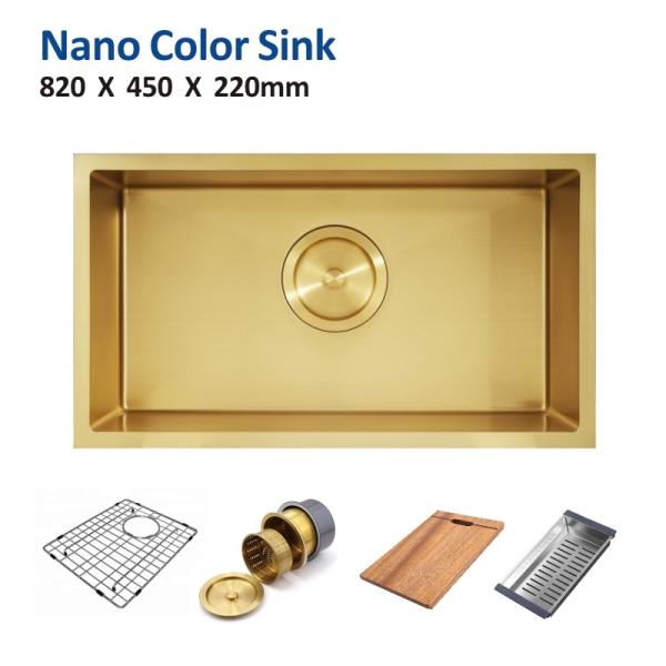 Gold Brushed Coloured Stainless Steel Sink 32 1/4  Undermount Kitchen Sink 82x45