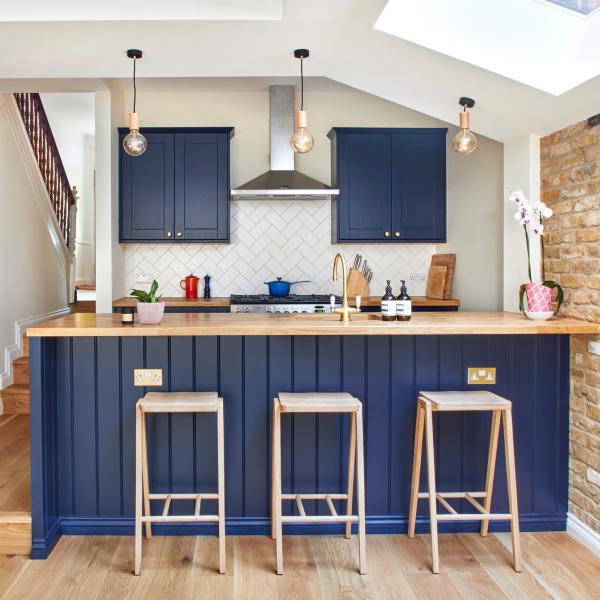 European Style Blue Luxury Solid Wood  Kitchen Cabinets