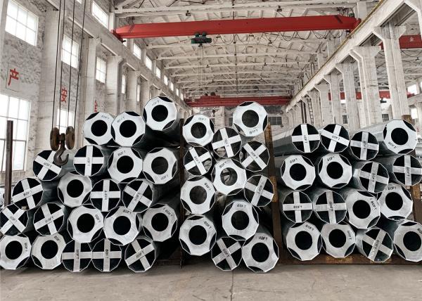 80FT Electric Power Pole Transmission Dodecagonal Galvanized Steel 5.0mm