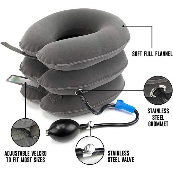 Adjustable neck cervical traction free size cervical collar soft in blue/red/purple/grey color