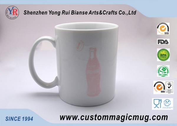 Custom 11oz Cola Eco Friendly Mugs White Porcelain Beautiful Straight Shape