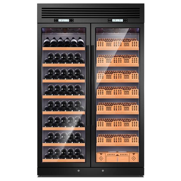 Black Display Metal Wine Cabinet With Refrigerator Glass Door Wine Shelf