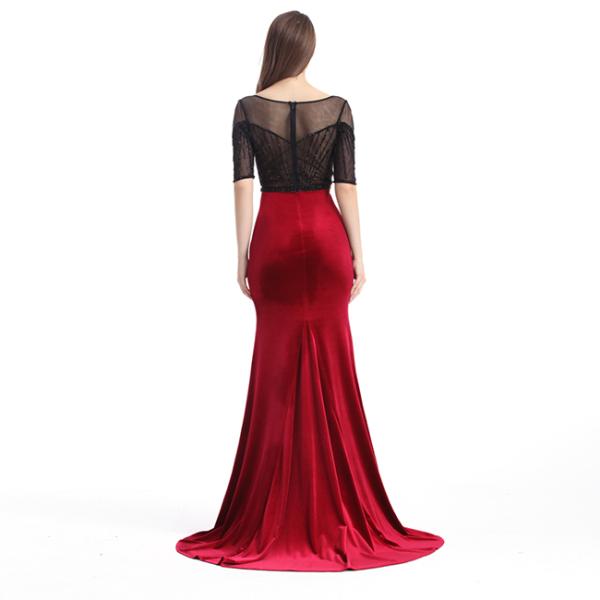 Customized Velvet Fabric European Style Evening Dresses for Women Party