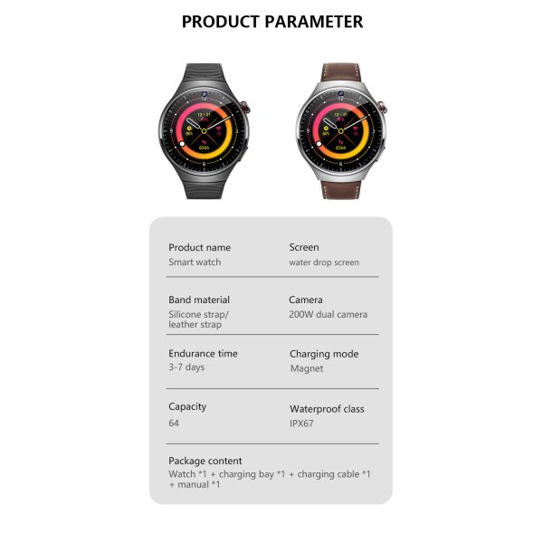 Eraysun 4G Smartwatch GPS NFC Amoled Screen Dual Camera Video Call Play Store Google Apps IP67 2+16GB Android B14 Smart Watches