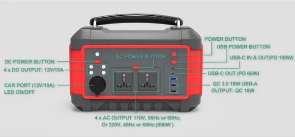 600W USB Quick Charge Solar Generator Portable Lithium Battery Power Station AC DC