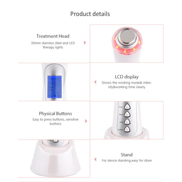 Вибрируя красная зеленая голубая ультразвуковая портативная машинка Massager подтяжки лица иона 3Mhz