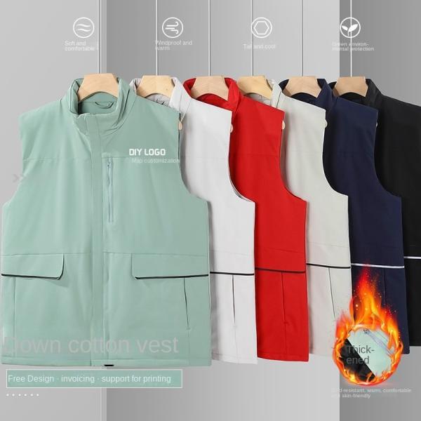 Custom Logo Printed Thickened Down Cotton Vest Work Clothes for Casual and Active Wear