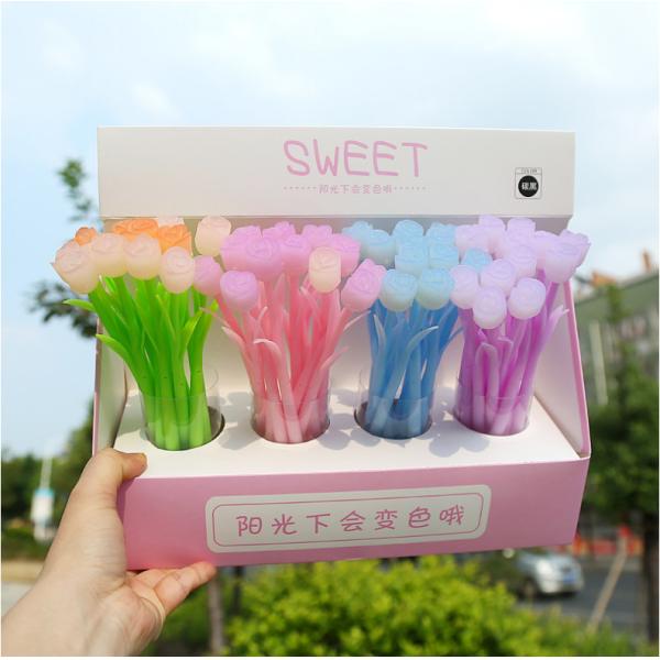 Colorido caucho blando creativo de tinta de gel de 0,5 mm Color cambiante rosa forma Neutral de la pluma