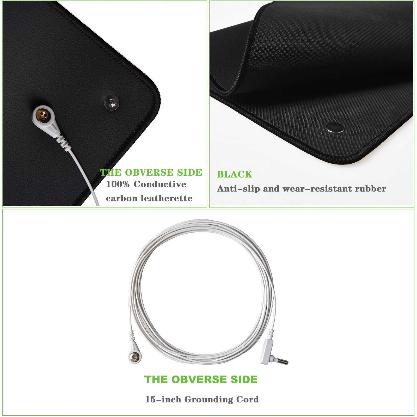 40*60cm Conductive Desk Foot Mat Grounding Earthing Anti-Slip Wellness Mats for Pain Relief Energy Sleep Inflammation Safety Kit
