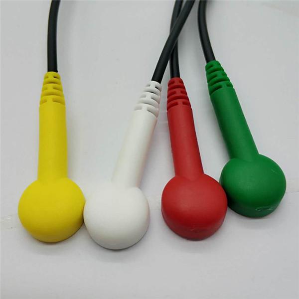 Black 4 Lead Schiller Holter Ecg Cable, Schiller Ekg Machine Parts For Hospital