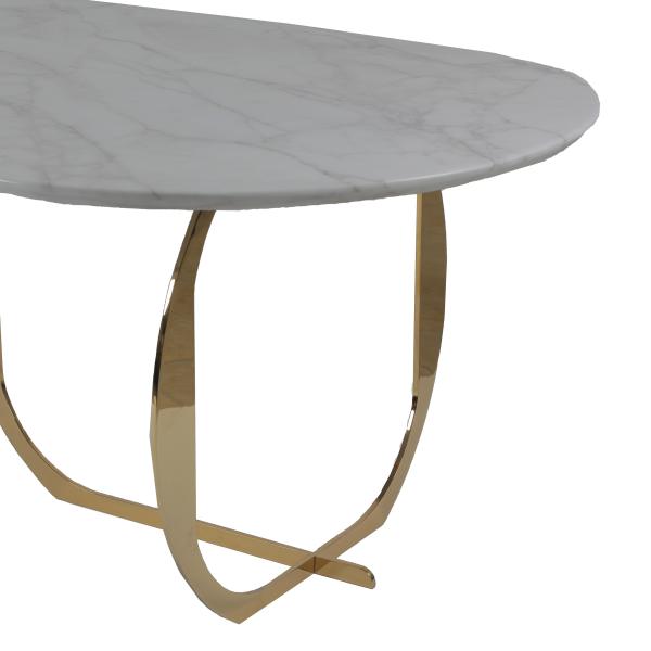 Modern Stainless Steel 160KG White Marble Top Dining Table