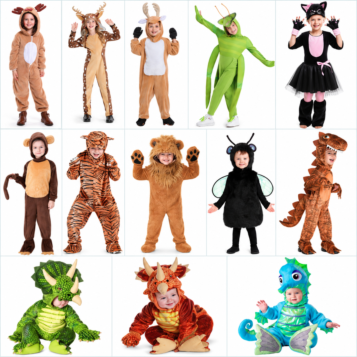 Kids Animal Costumes Wholesale, Boys Girls Halloween Cosplay Outfits, Deer Tiger Lion Cat Insect Dinosaur & Dragon Dress Up Costumes for Party Role Play, Custom OEM ODM Manufacturer | Patygr