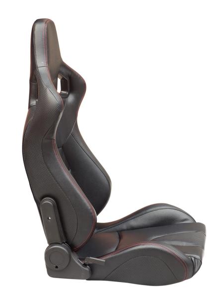 Automobile Universal Sport Racing Seats Carbon Look Red Stitching  With Double Or Single Slider