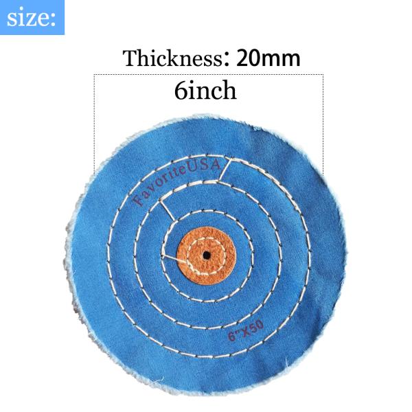 6 inch*50 layer Blue Color Buffing Wheel Polishing Jewelry Extra Abrasion Resistant for Denim Polishing