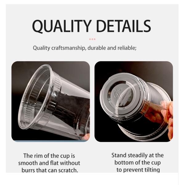 Personalized Disposable Clear Plastic Cup with Dome Lid PET Ice Cream Plastic Cold Drink Cups