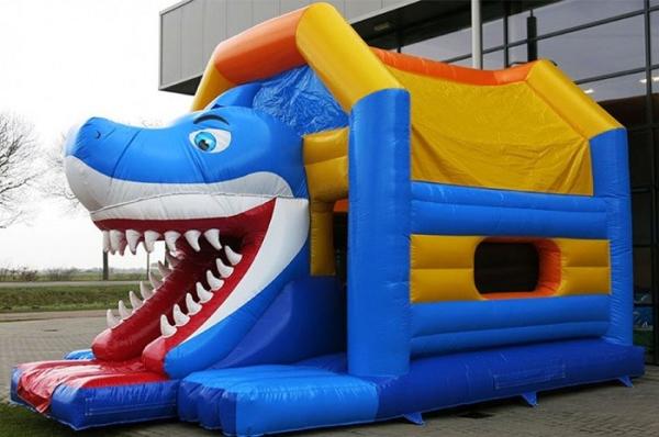 Gorila de salto combinada inflable azul del tiburón de Aframe para divertido