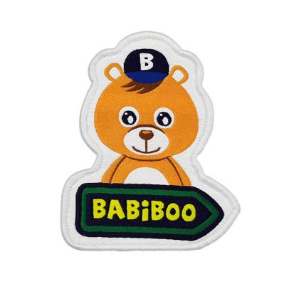 Sew On Woven Logo Patch 100% Polyester Threads With Merrow Border