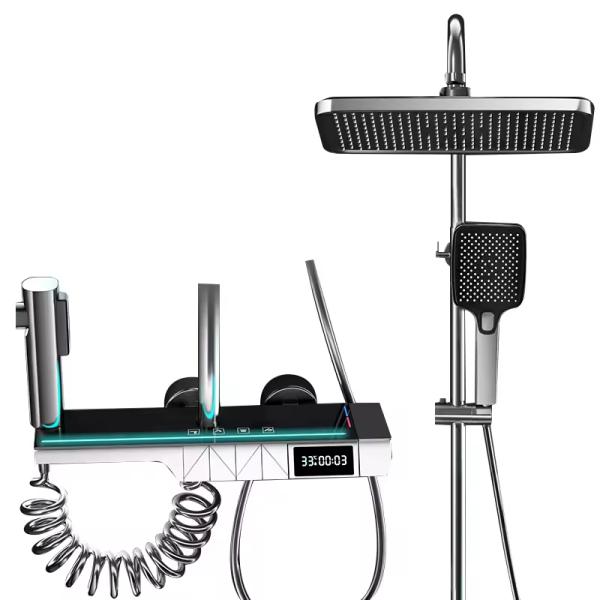 Constant Temperature LED Digital Shower System Set with Waterfall and Rainfall Options