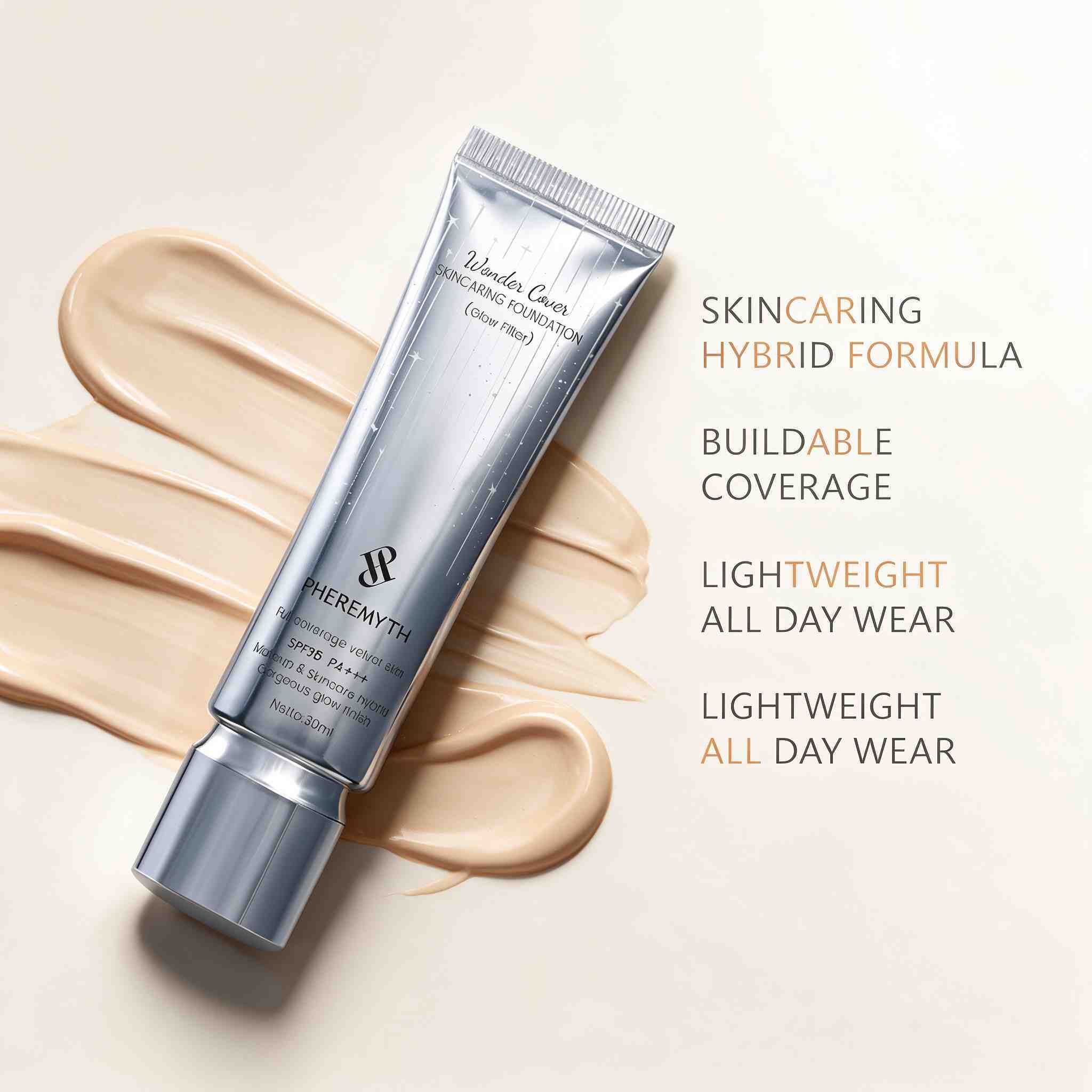 Flawless Coverage Face Makup Products Glow Filter Liquid Illuminator Skincaring Foundation SPF35 PA+++