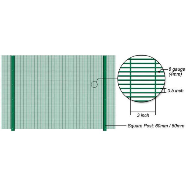 Double Horizontal Wire Welded Arched Mesh Fence, Hot Dipped Galvanized and Powder Painted Treatment