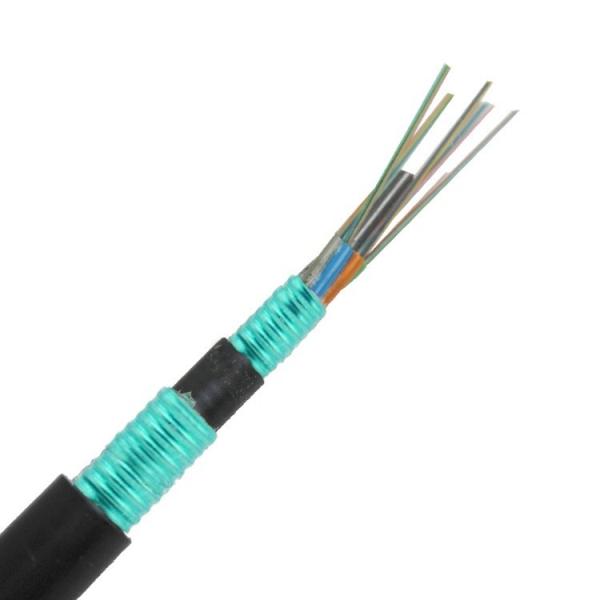 Cable de fibra óptica blindado de 144 núcleos GYTS53, enterrado directamente, con tubo suelto trenzado y blindado
