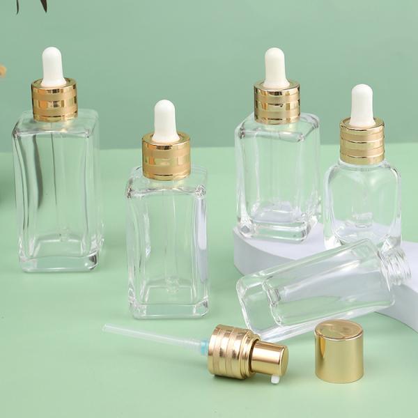 15ml 30ml 50ml Unique Green Square Glass Bottle Cosmetic Oil Glass Dropper Bottles Sealing Type Dropper Industrial Cosmetic