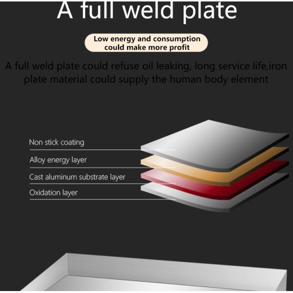 Electric Countertop Flat Griddle Plate Silver White 35kg Double Temperature Control Panel