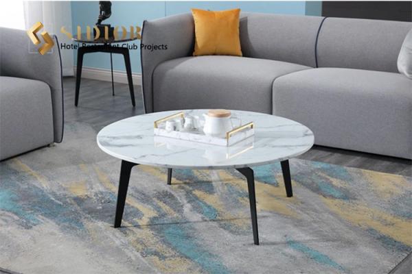 Coffee Table, Corner Table, Restaurant Center Table, Club Tea Table, Natural Marble Top,  Powder Coated Steel Base