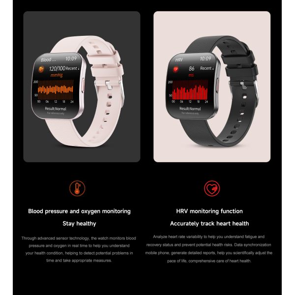 Hot U17 Smart Watch Ultra-thin Curved Square Screen AMOLED 1.85inch BT Call IP68 Deep Waterproof H Band APP 3D Menu Smartwatch