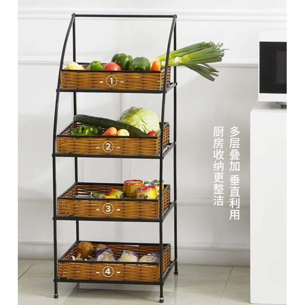 4 Layers Wooden Fruit Vegetable Display Rack Stand for Store Display Regular Size