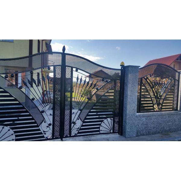 Galvanized & Powder Coated Wrought Iron Fence Gate / Iron Garden Gate