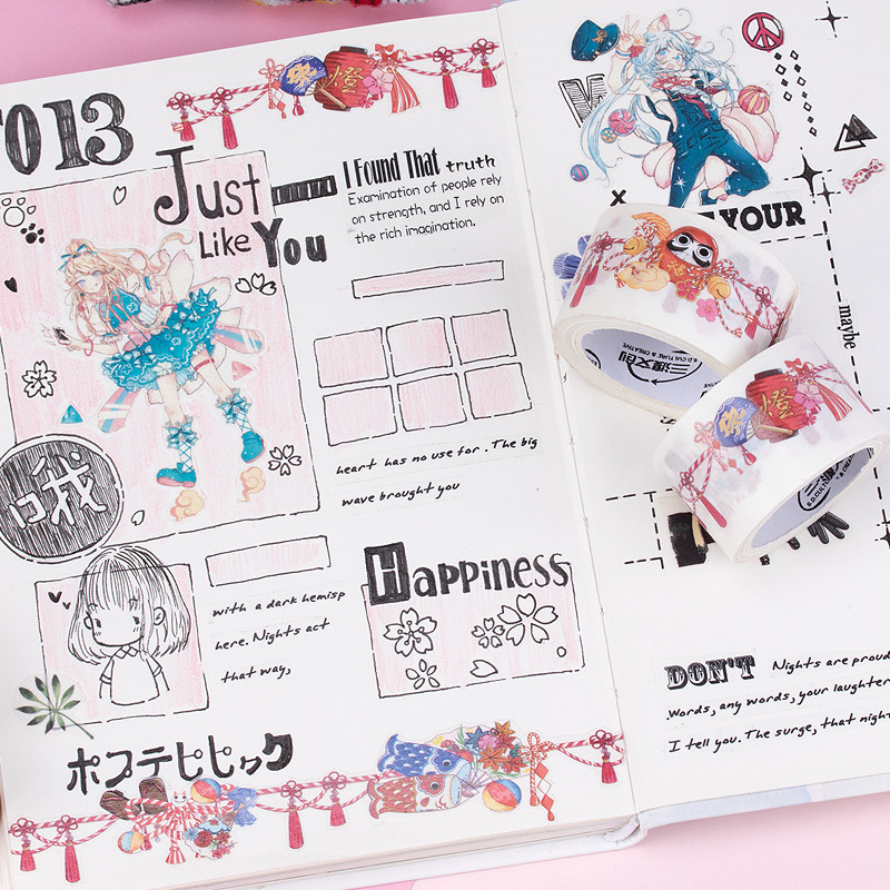 Чернила SGS Kawaii особенные напечатали ленту Washi для Scrapbook