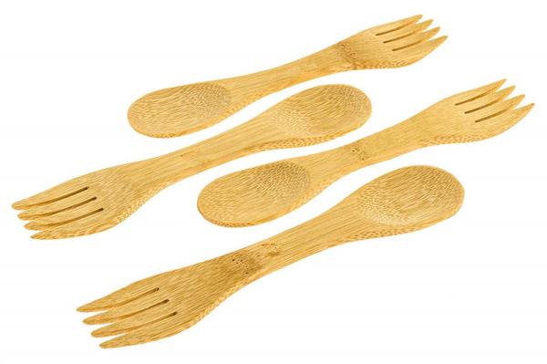 Fashionable Customized Bamboo Spoon Set Sporks , 100% Bamboo Eating Utensils