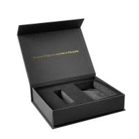 Caja de embalaje rígida de papel magnético negro plegable con espuma
