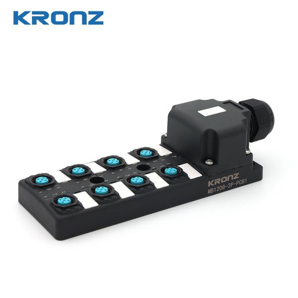 IP67 Industrial Distribution Box Dual Channel 8 Port M12 Connector Junction Box